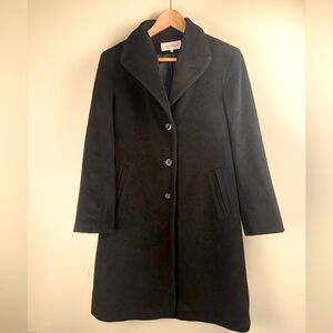 Women’s Calvin Klein Soft Angora Wool Black Coat Size 10 Long